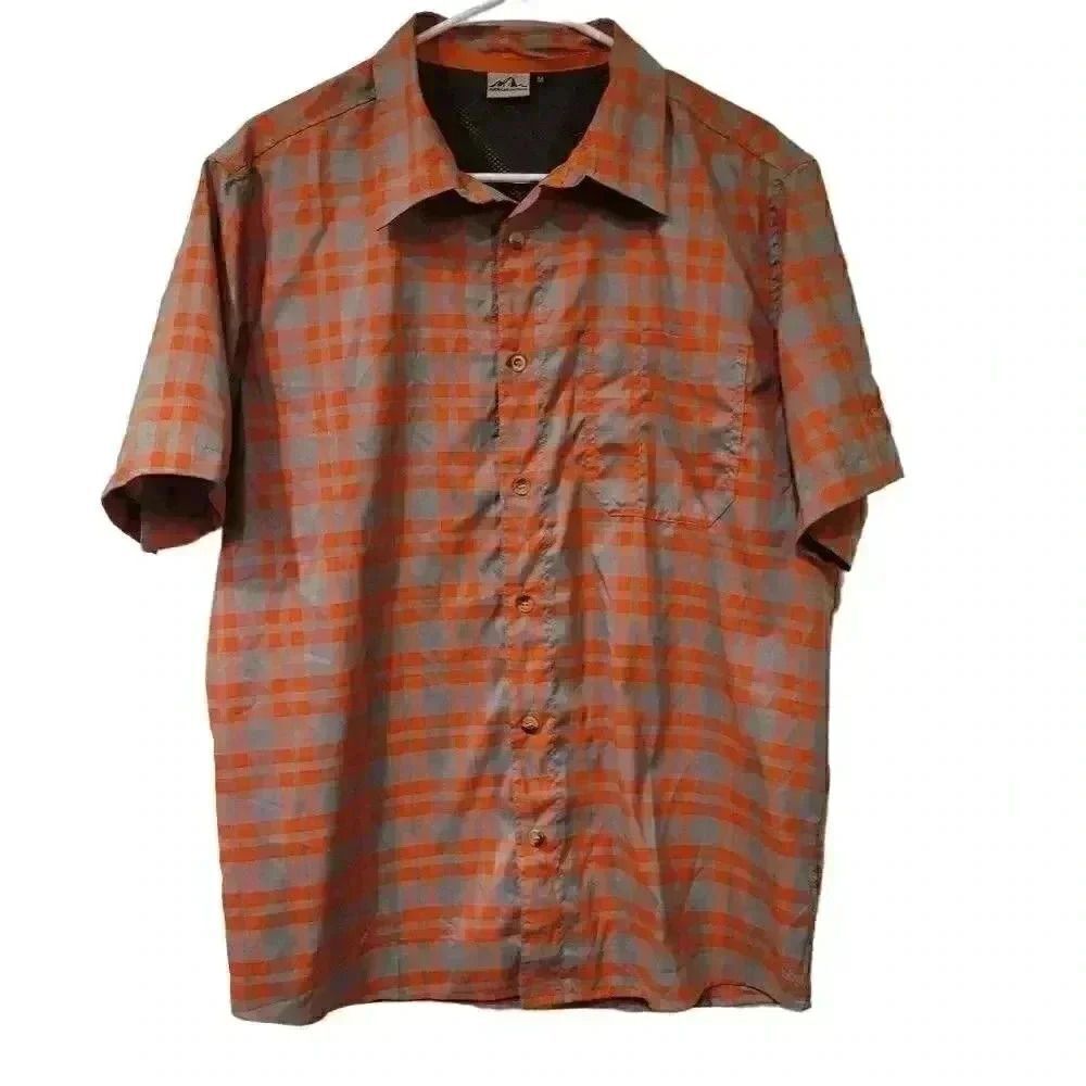 American Outback Men's Reddish Orange/Gray Checked Poly Button